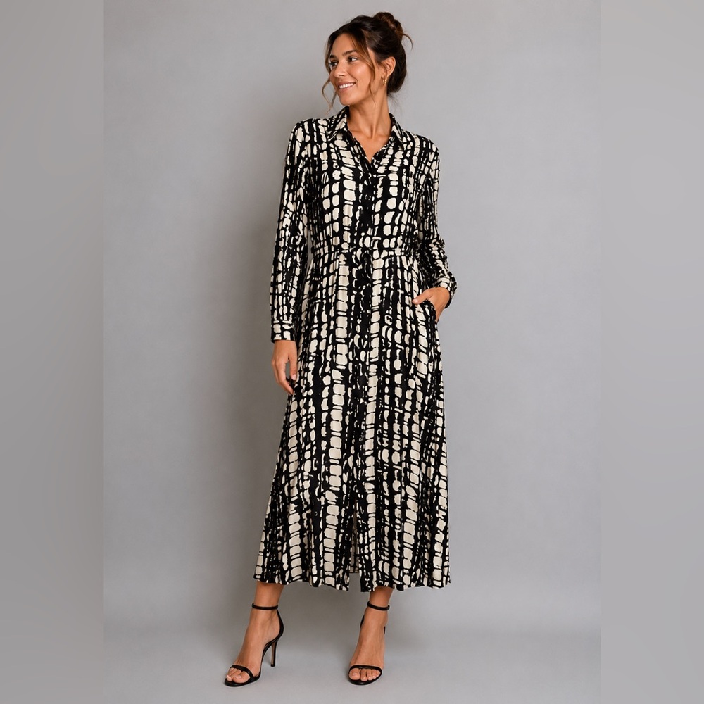 ZARA Viscose Black and White Dress size XS-M